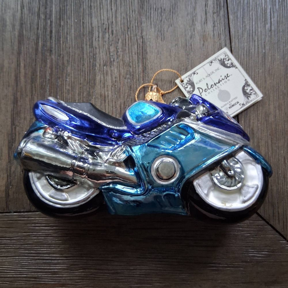 Hand Blown Motorcycle Ornament Kurt Adler Made In Poland